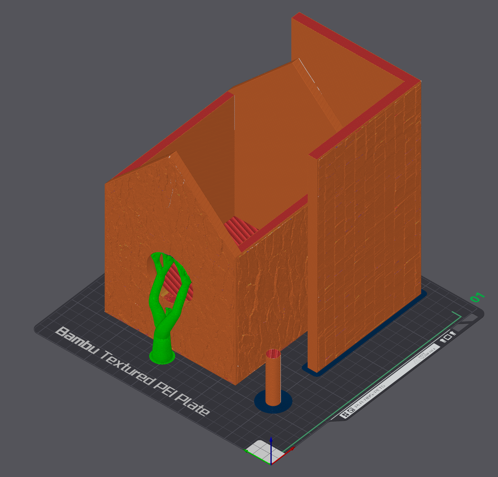 Simple Sturdy Bird House with Bark texture