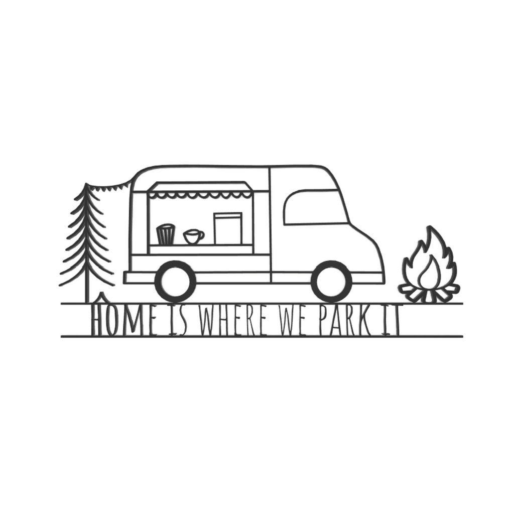 Camper Van Line Art – “Home Is Where We Park It”