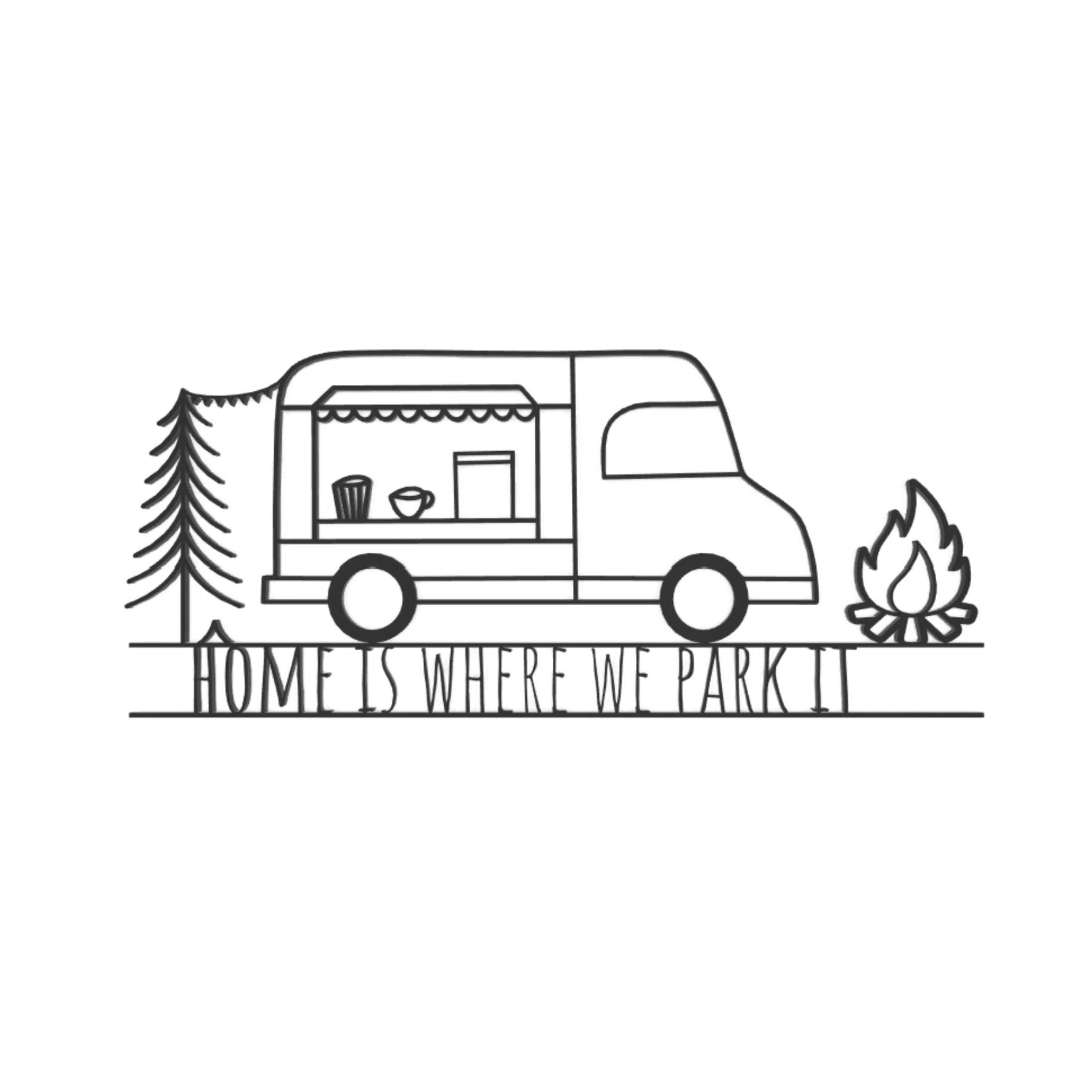 Camper Van Line Art – “Home Is Where We Park It”