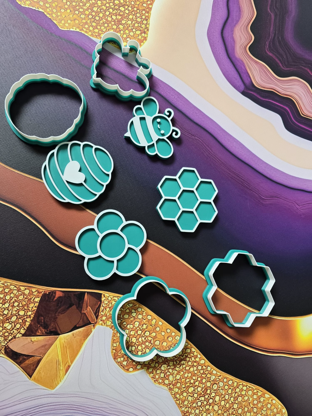 Bee Flower Honeycomb Cookie Cutter Baking Shape
