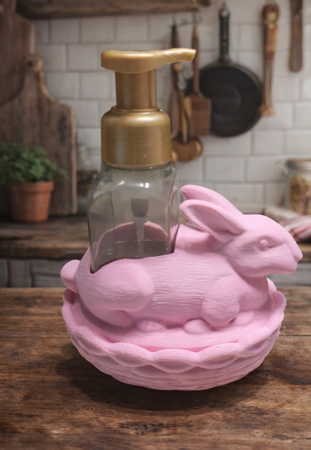 Bunny on a Basket Hand Soap Holder