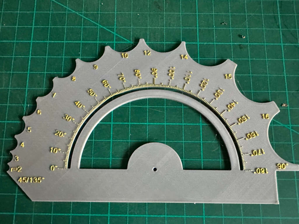 Template for Measuring Angles & Radii from 2-16mm