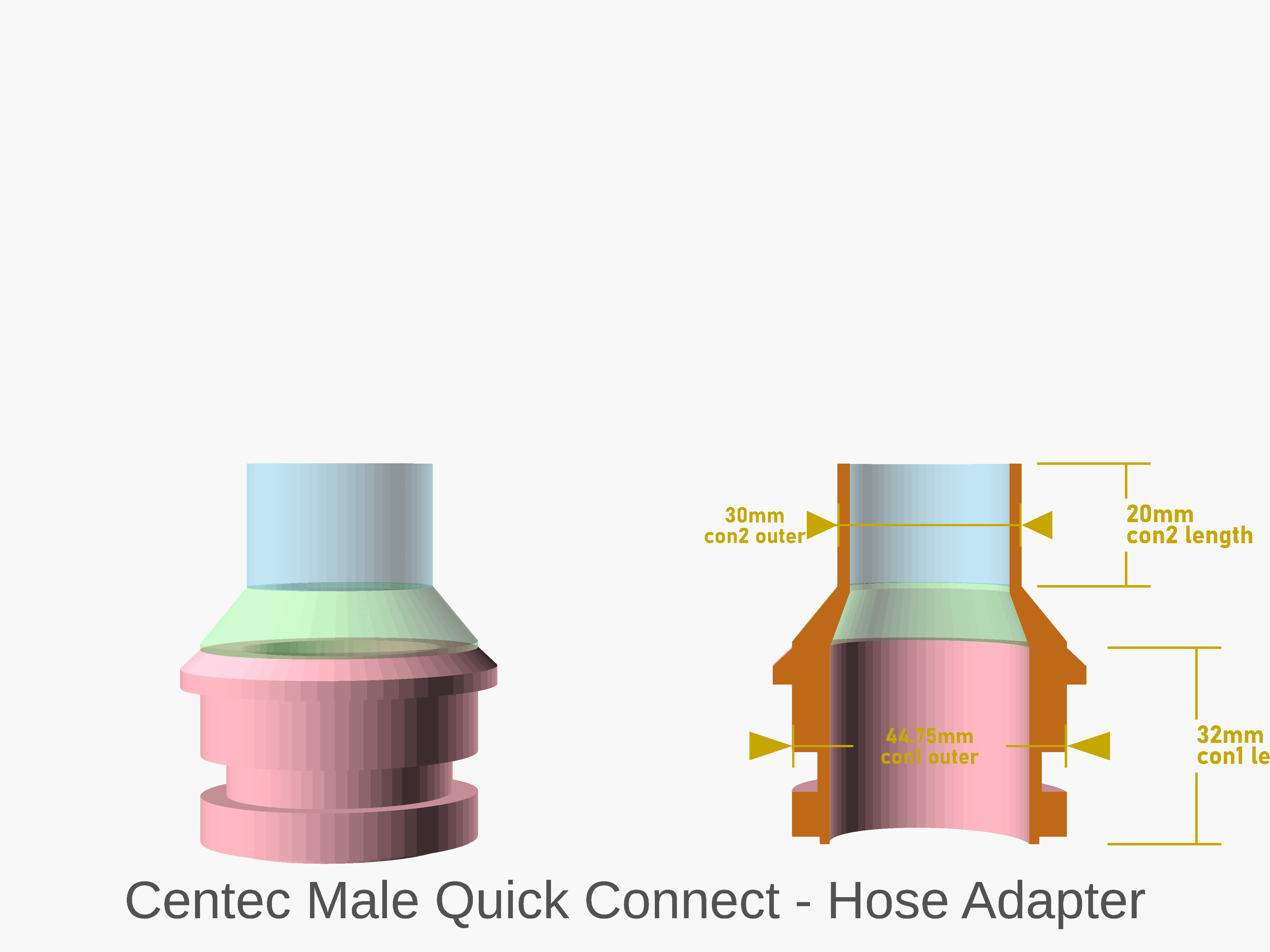 Parametric vacuum hose connector
