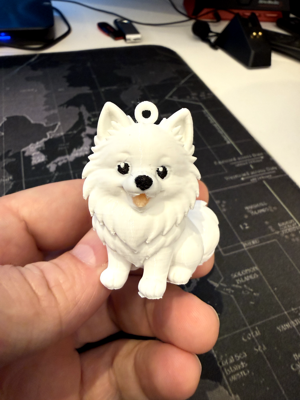 Chaveiro Miniatura Cachorro Spitz Branco