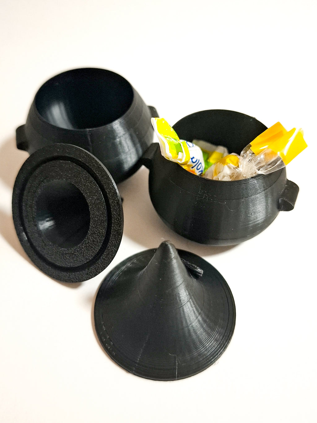 Witch's cauldron and hat box