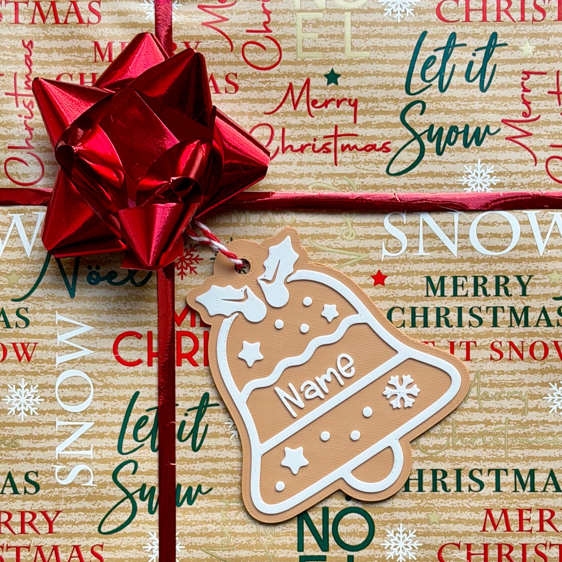 Customisable name Christmas gift tag - Gingerbread