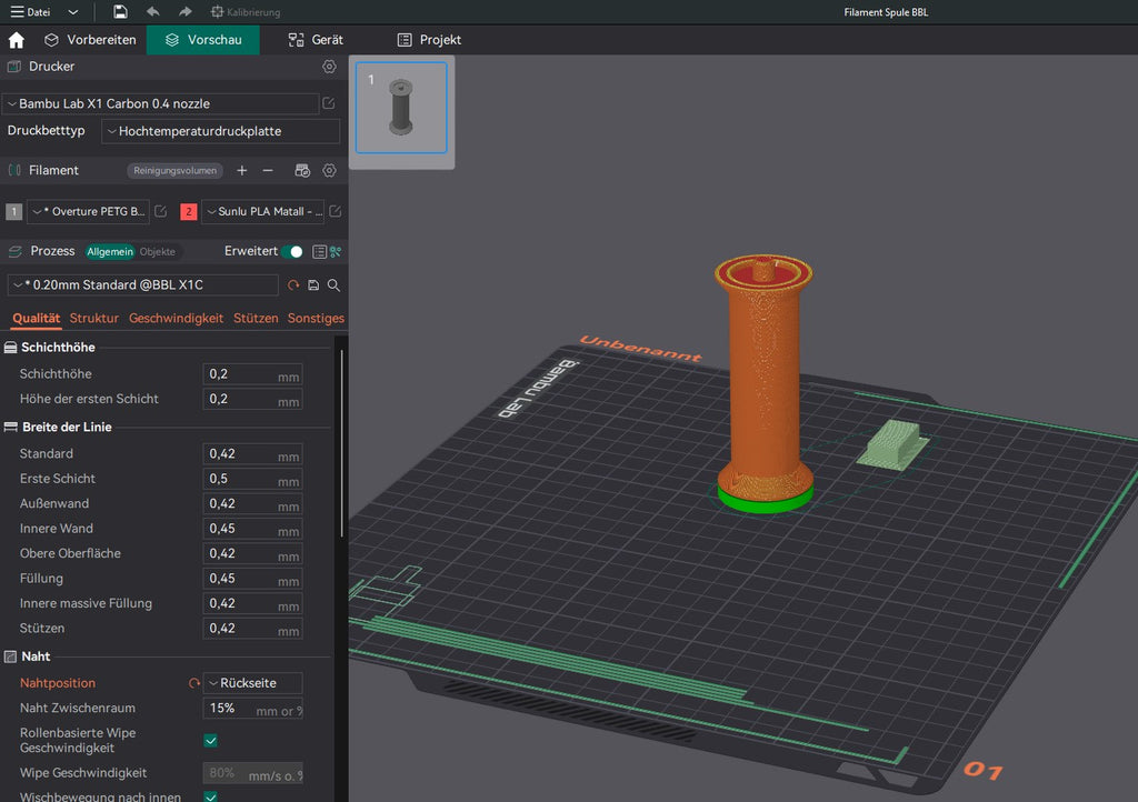 New Filament Spoolholder with enough space - ball bearing [Bambu Lab X1/ X1C]