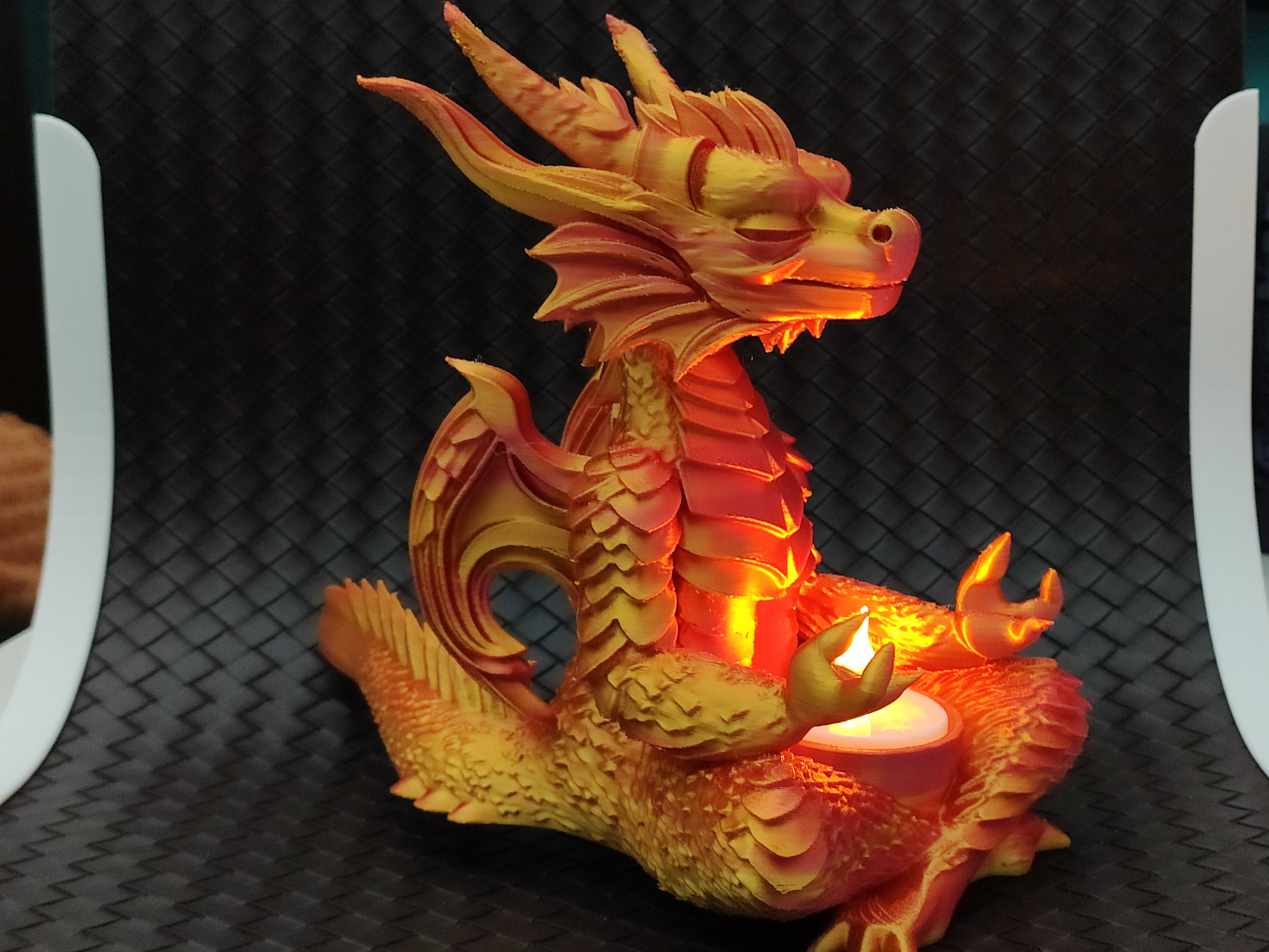 Meditating Dragon - LED Tea light Holder