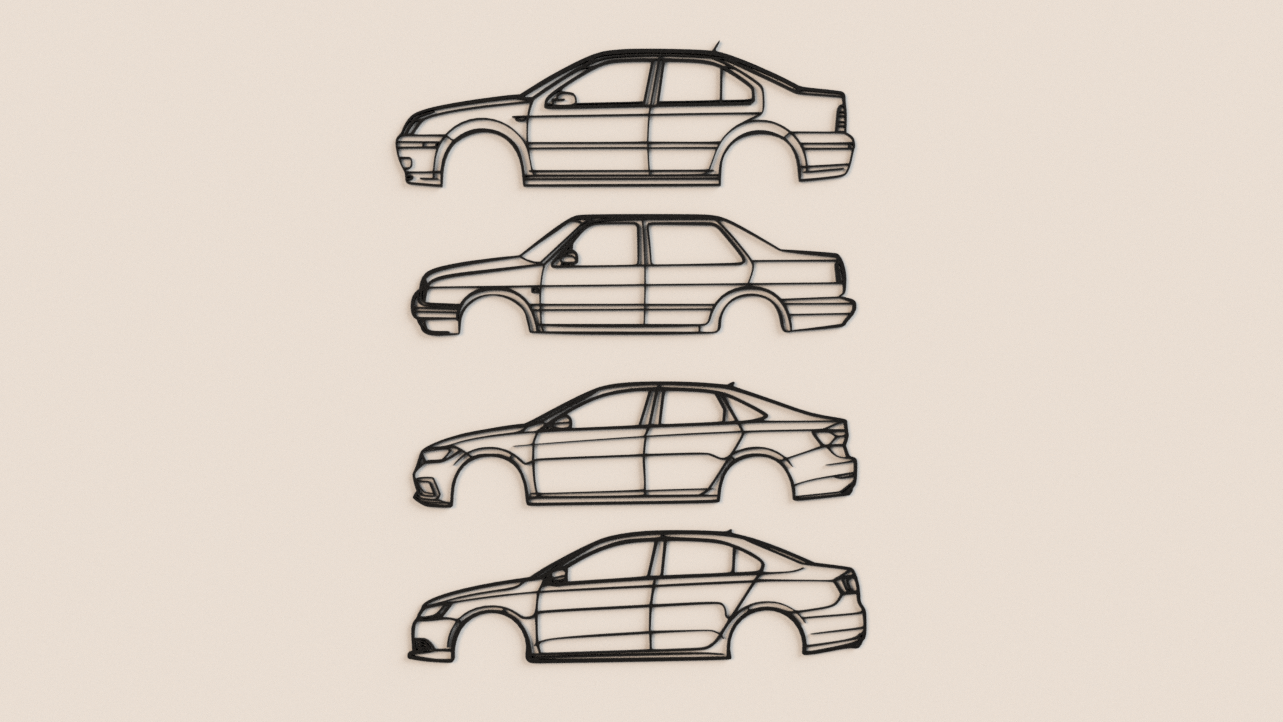 VW Jetta Models 2D wall art decor