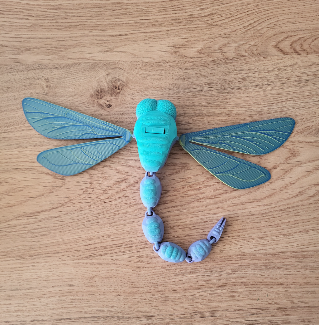 dragonfly articulated with moving wings