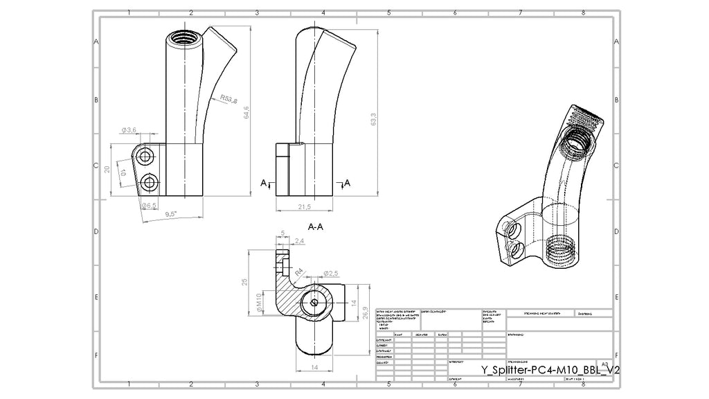 Y-splitter PC4-M10 flat curve V3 [Bambu Lab X1/ X1C]