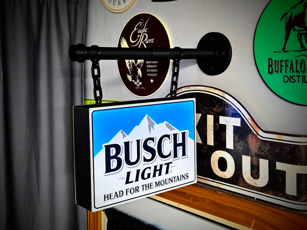 2-Sided Hanging Busch Light & Faux Pipe Mount