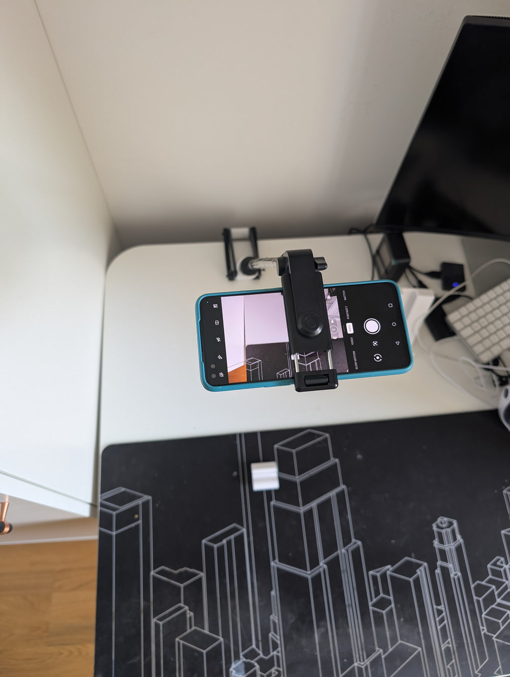 Desk camera arm - selfie stick mount