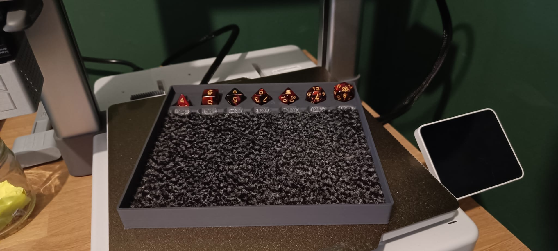 Dice tray with holder for full dice set