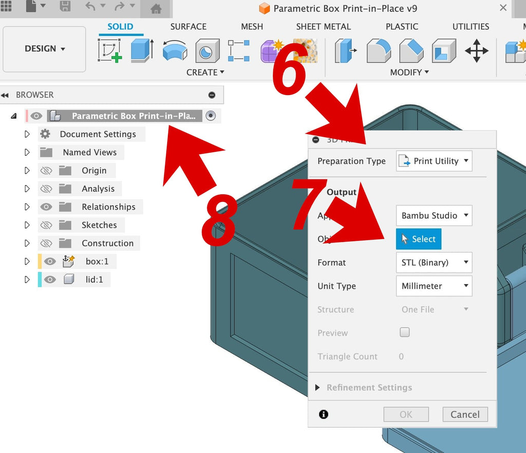 Parametric Box – Print in Place (Fusion)