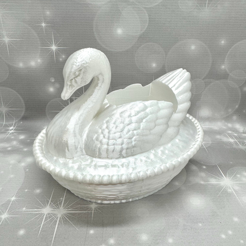 Vintage Milk-glass Swan BBW Soap Bottle Holder