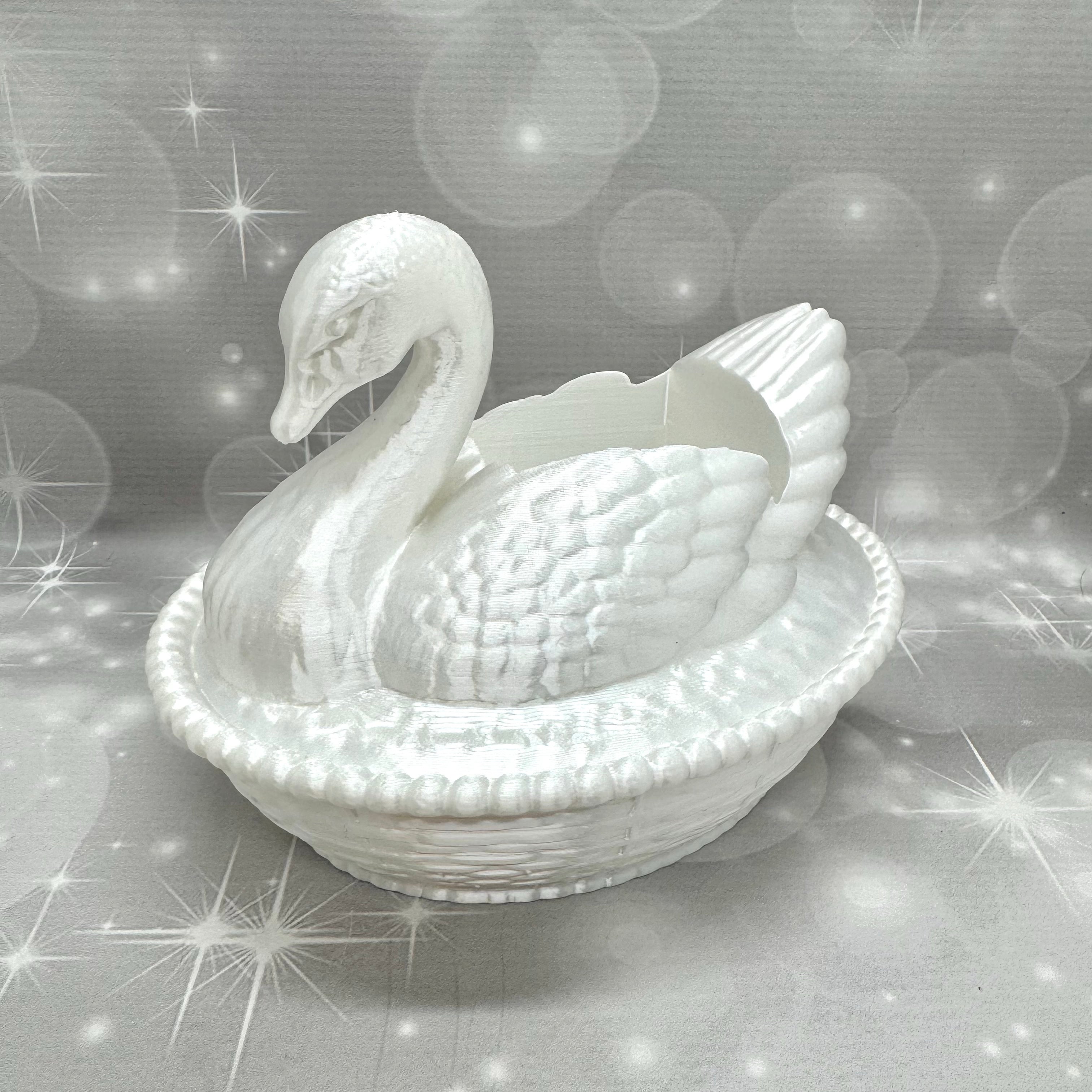 Vintage Milk-glass Swan BBW Soap Bottle Holder