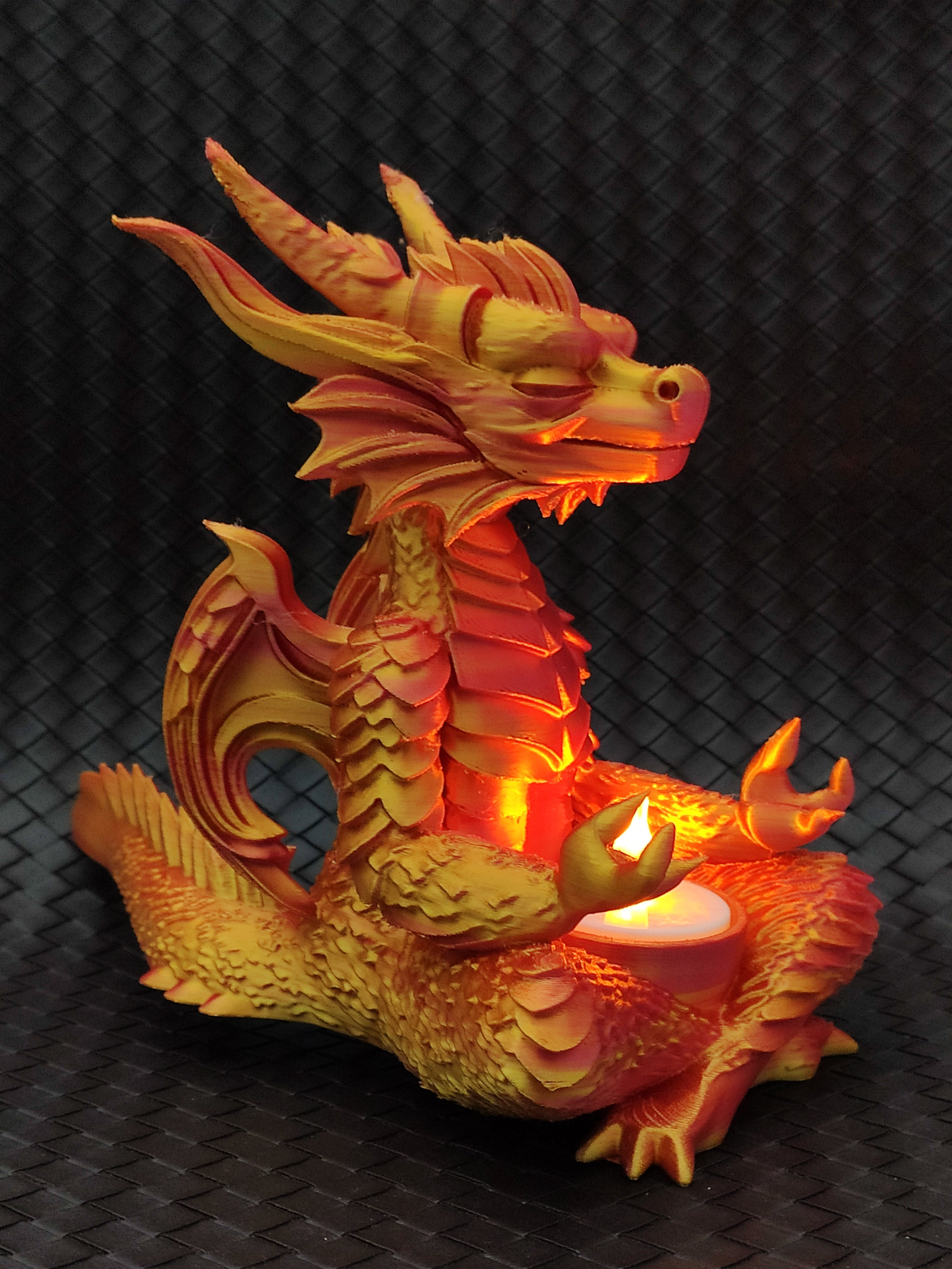 Meditating Dragon - LED Tea light Holder