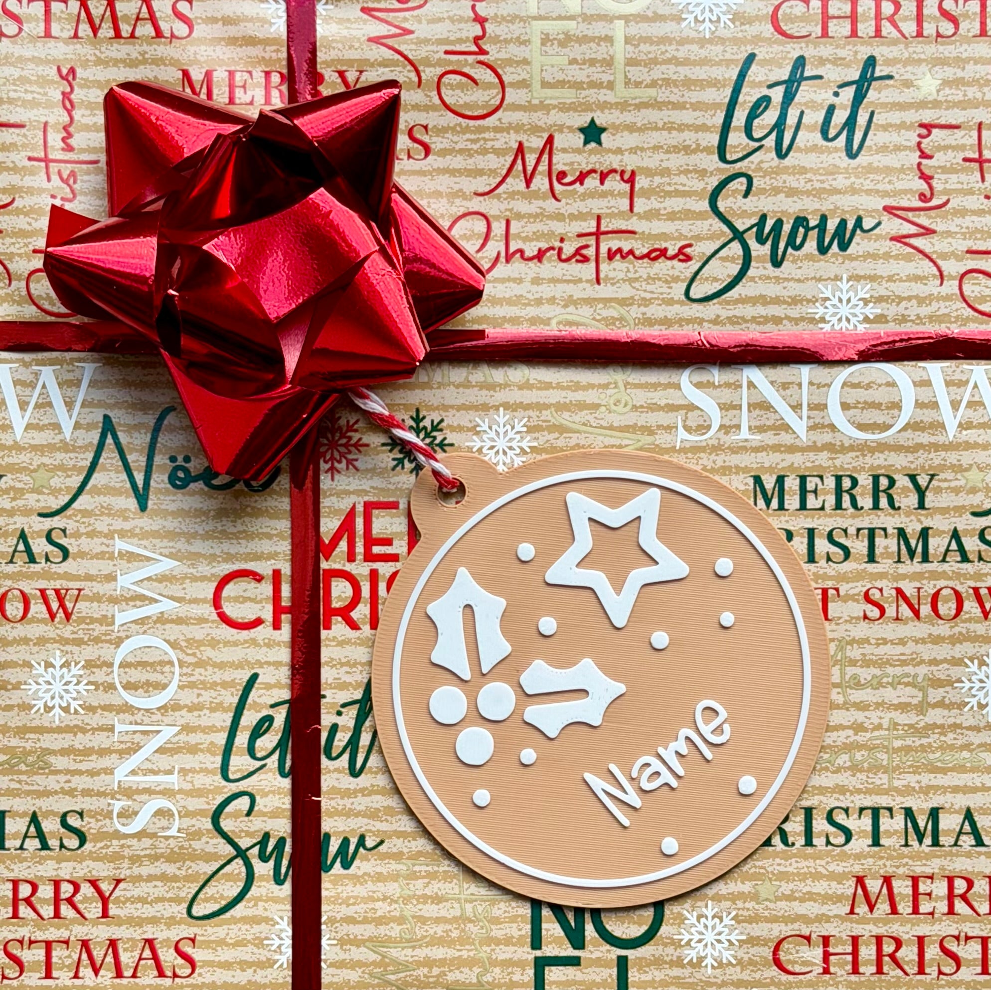 Customisable name Christmas gift tag - Gingerbread