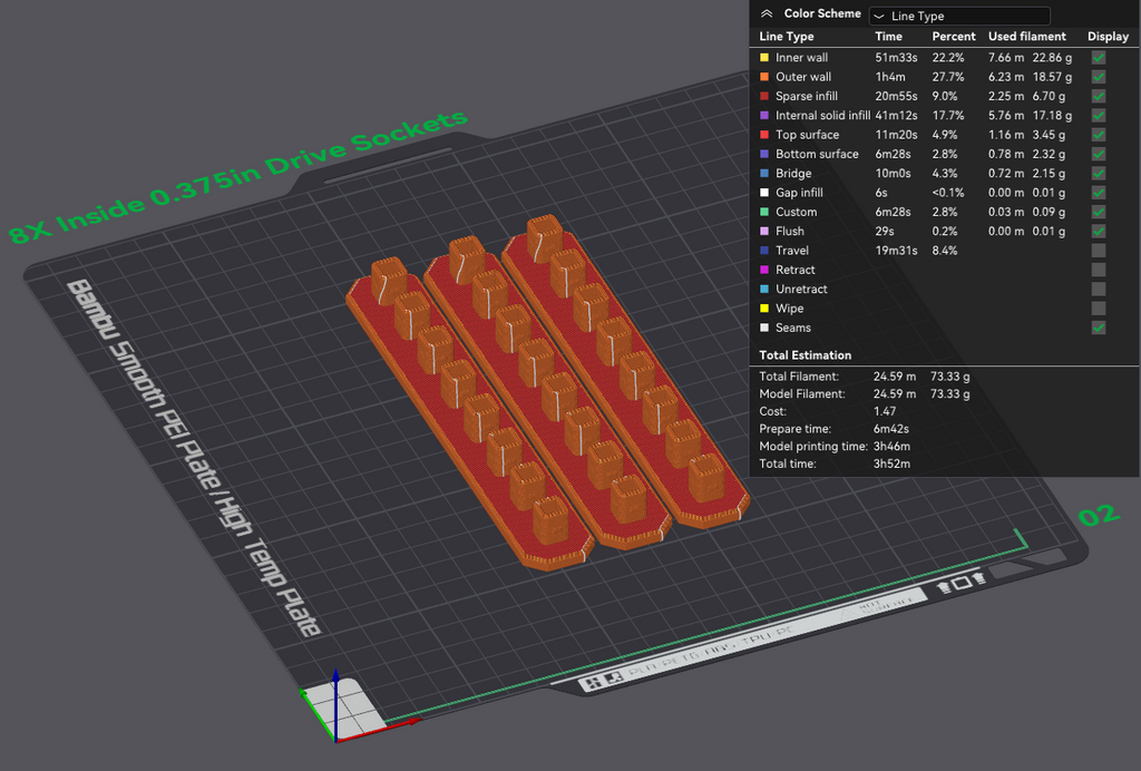 3/8" Socket Organizer Rail (Use TPU Filament)