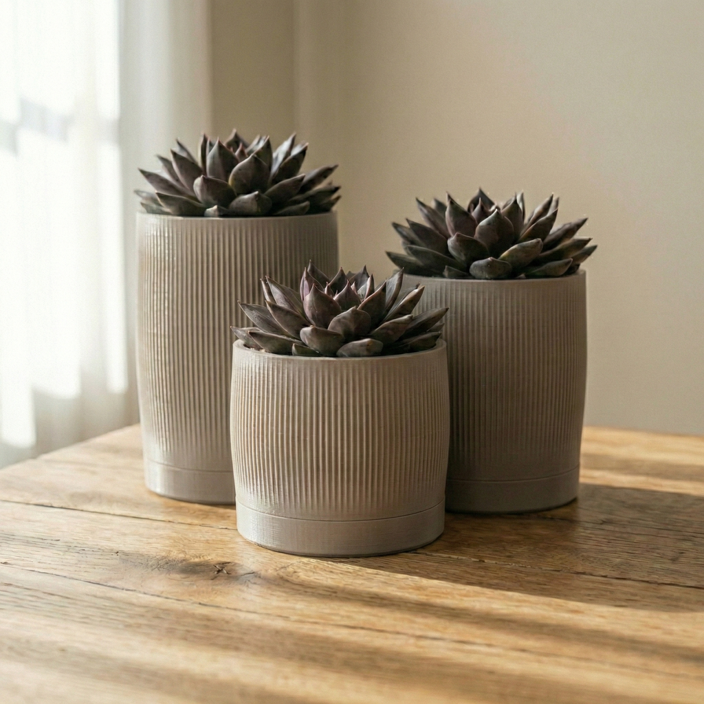 Azet – Modern Ribbed Planter Set