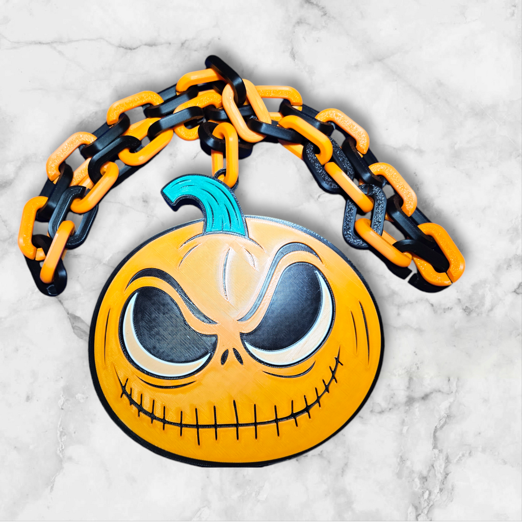 Jack Skellington Halloween Pumpkin Emblem Chain