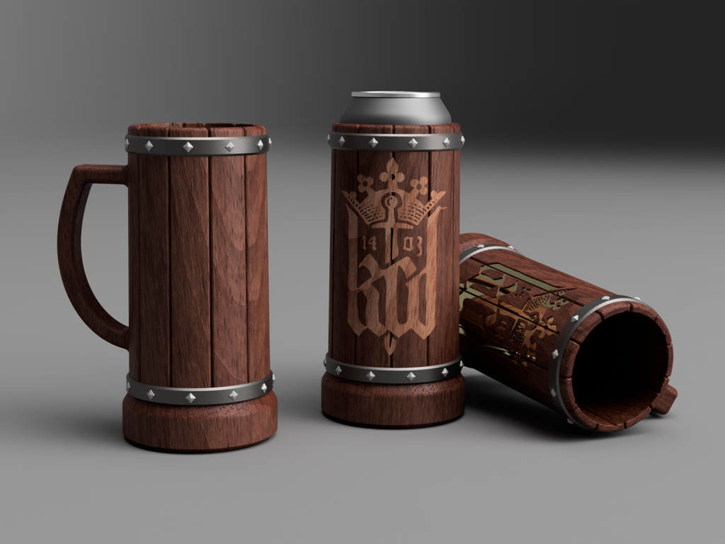 Can Holder – wooden barrel style and KCD logo