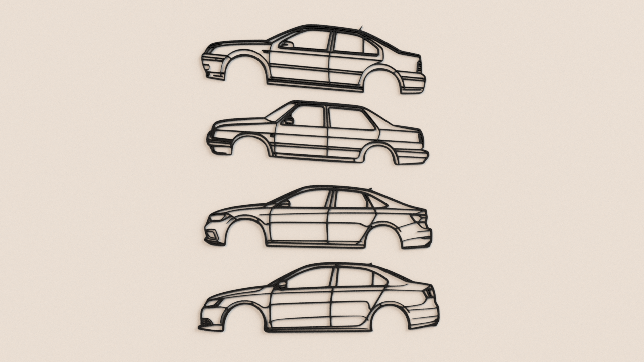 VW Jetta Models 2D wall art decor