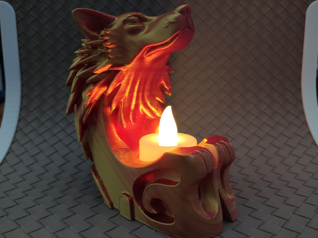 Dreaming Wolf - LED Tea light Holder