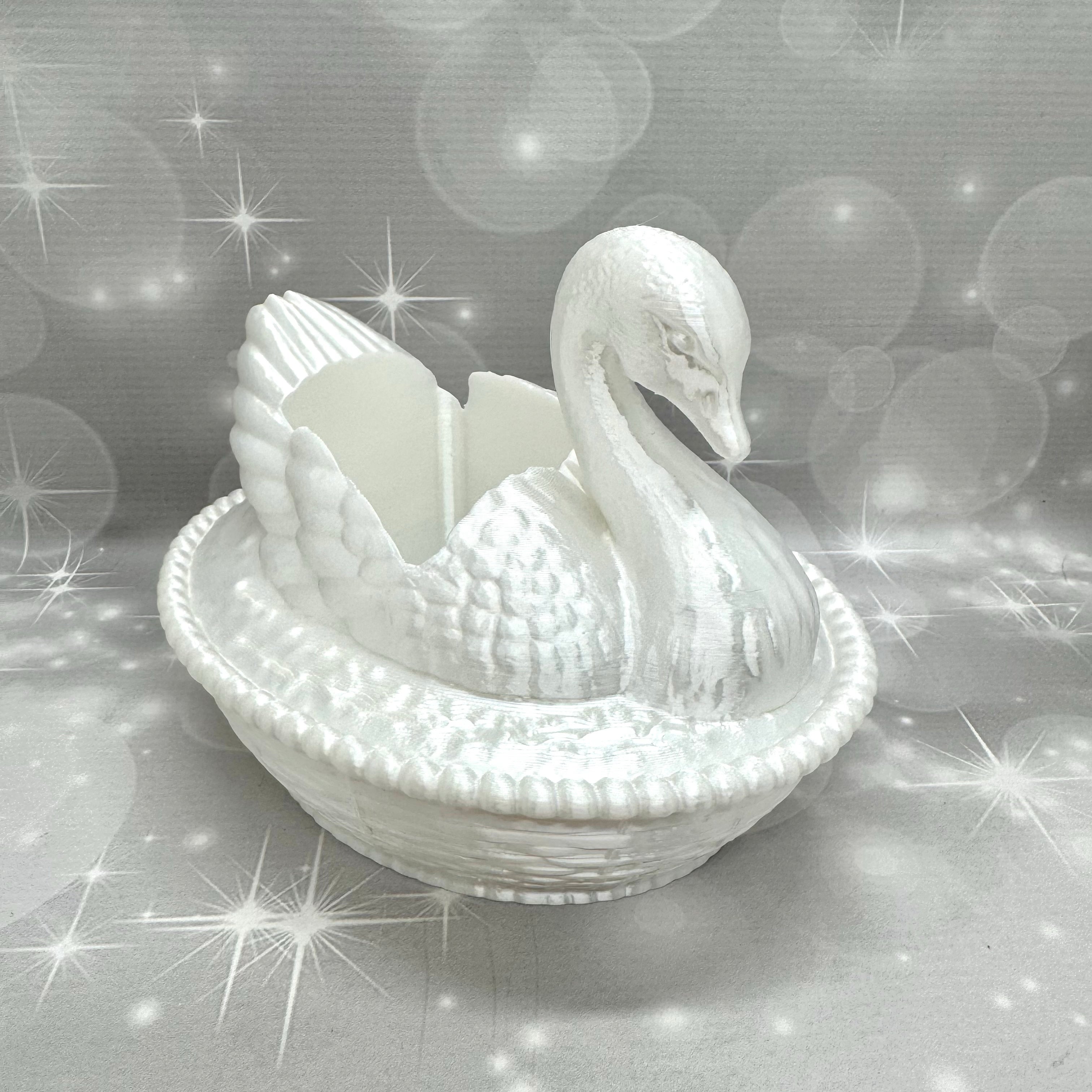 Vintage Milk-glass Swan BBW Soap Bottle Holder