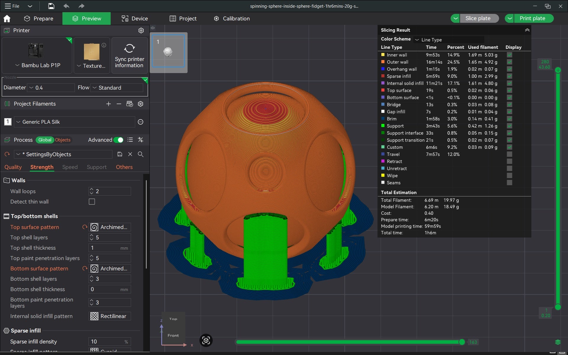Spinning Sphere Inside Sphere Fidget Toy
