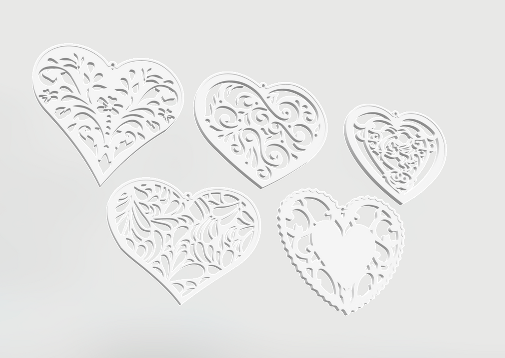 Heart Shaped ornaments set -Two color & Easy print