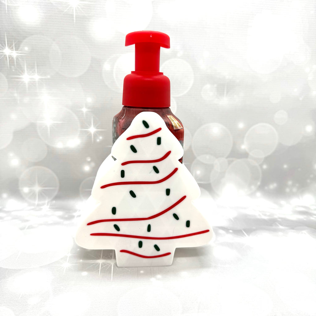 Small Xmas Tree Snack Cake B&BW Soap Bottle Holder