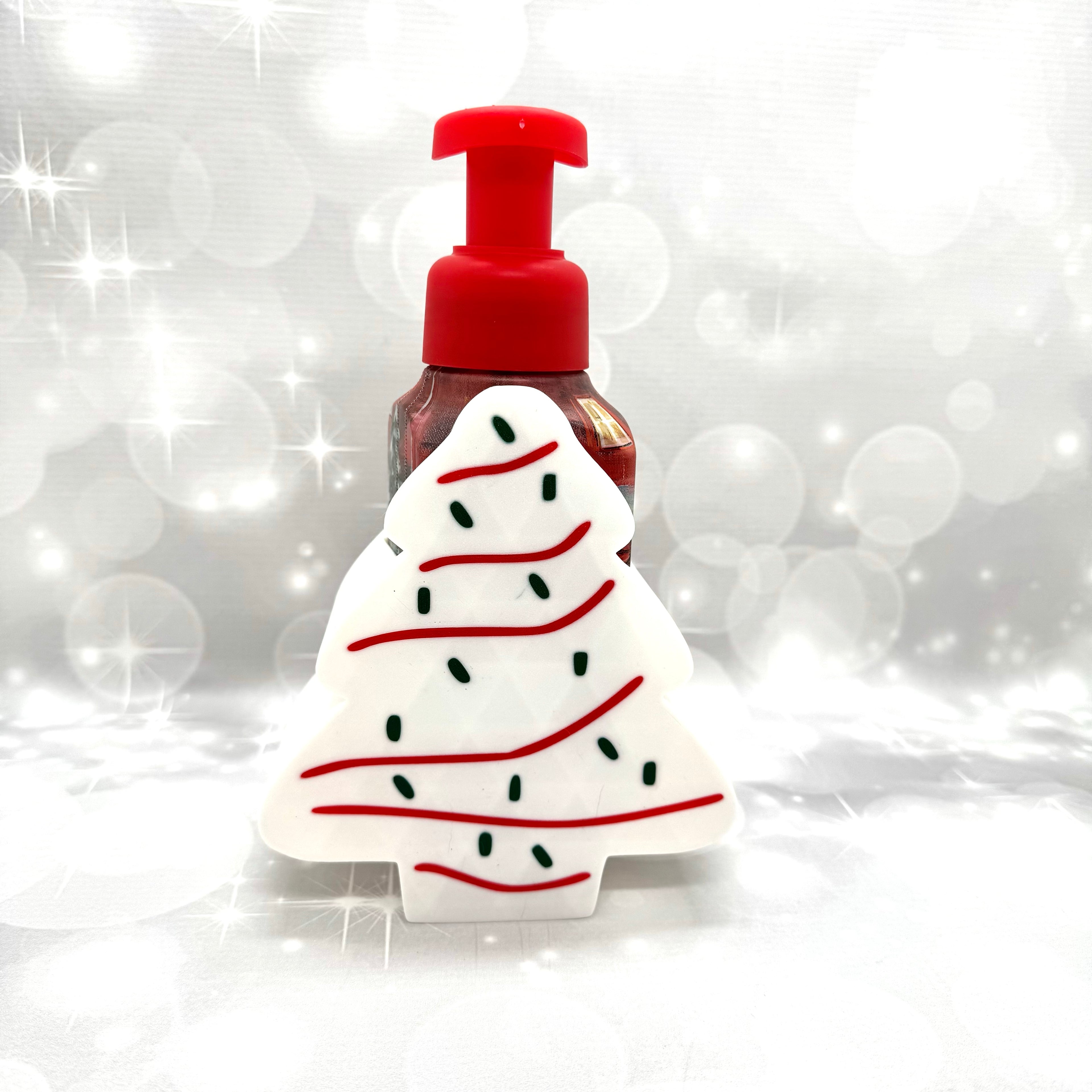 Small Xmas Tree Snack Cake B&BW Soap Bottle Holder
