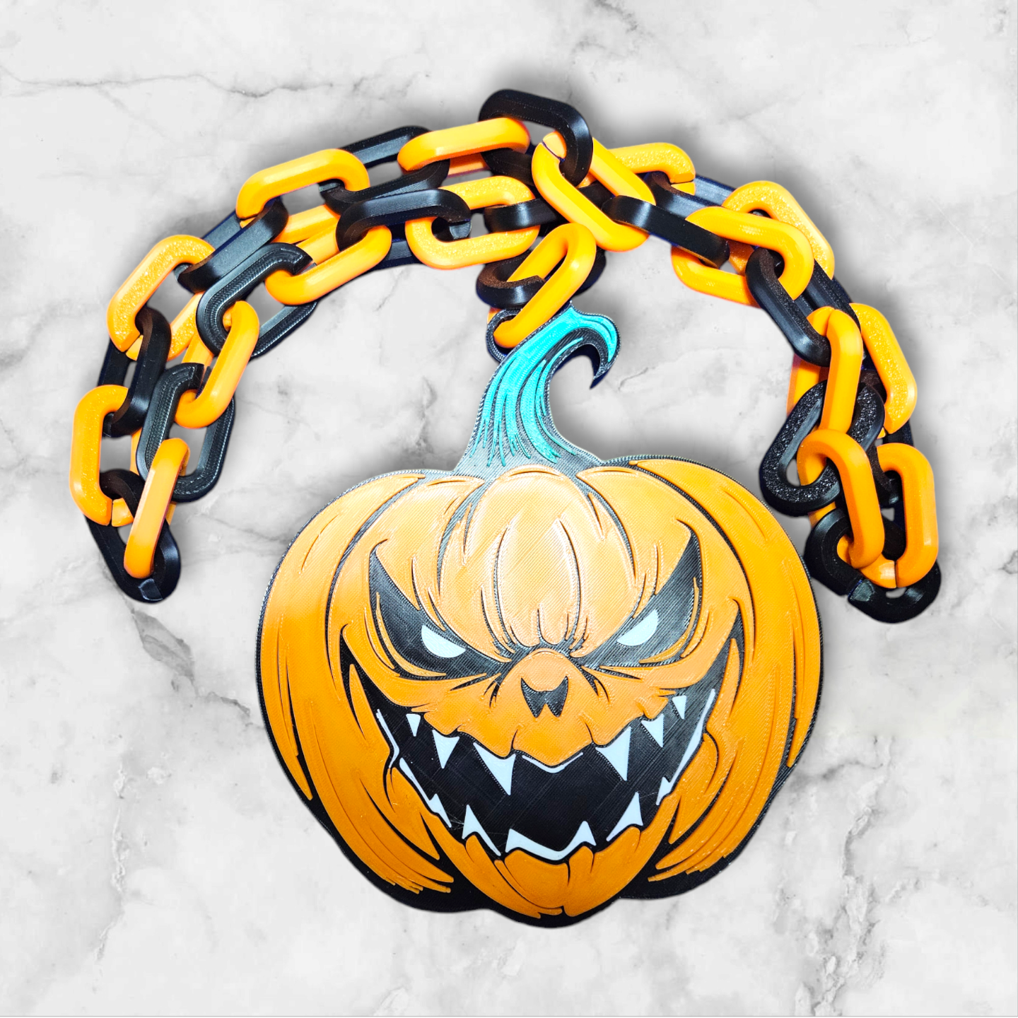 Halloween Jacko Killer Pumpkin Emblem Chain Link