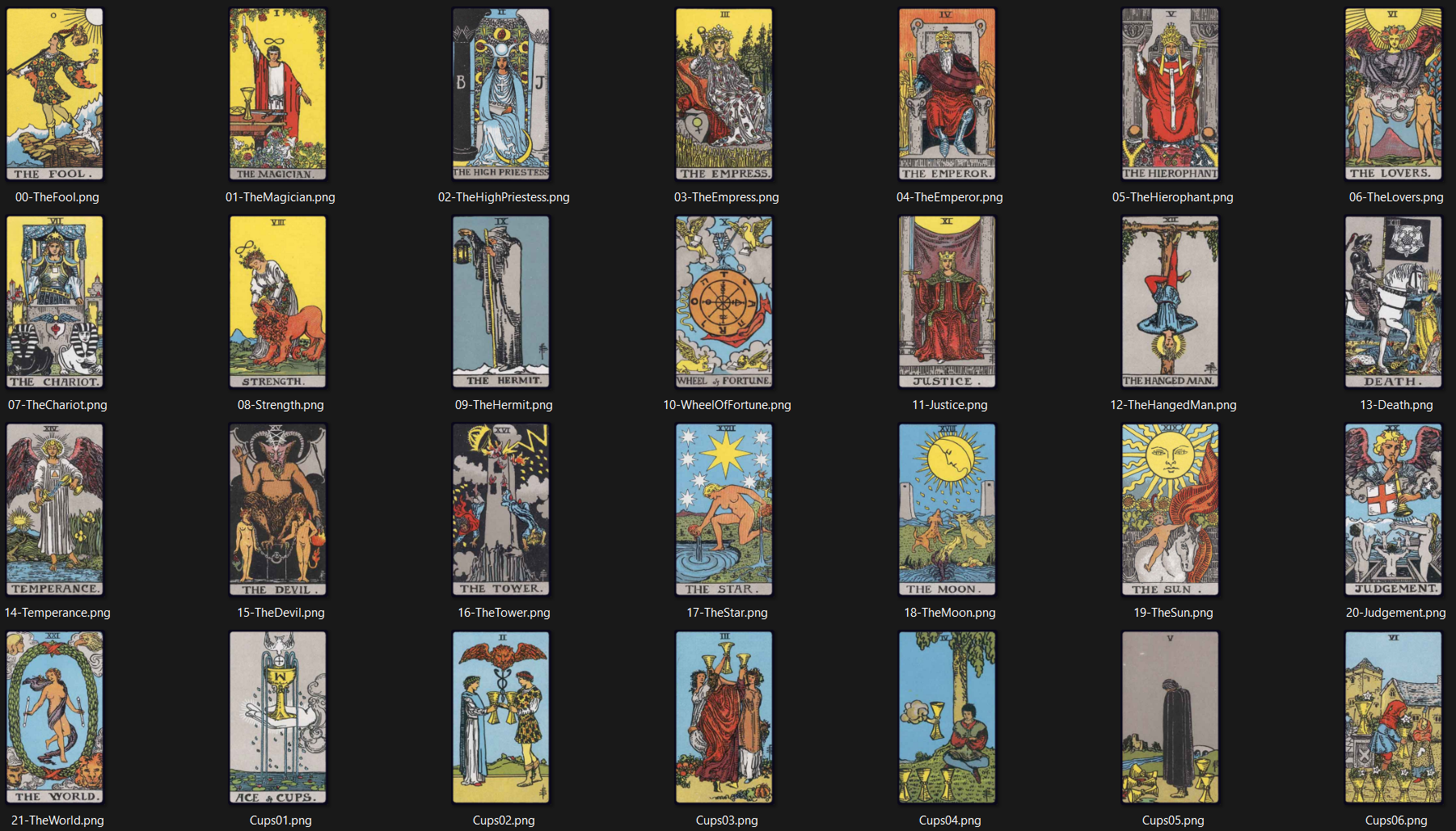 All 78 Tarot Cards Rider-Waite Smith full Deck