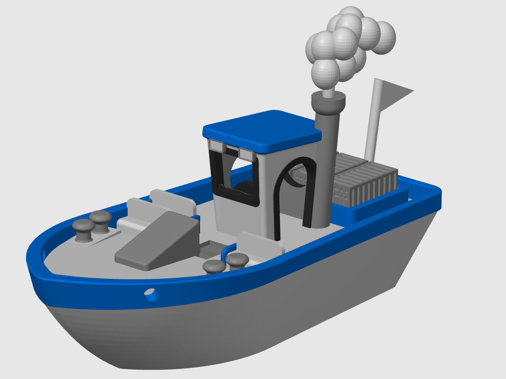 Stable floating Benchy w. Cargo Smoke & Flag (AMS)