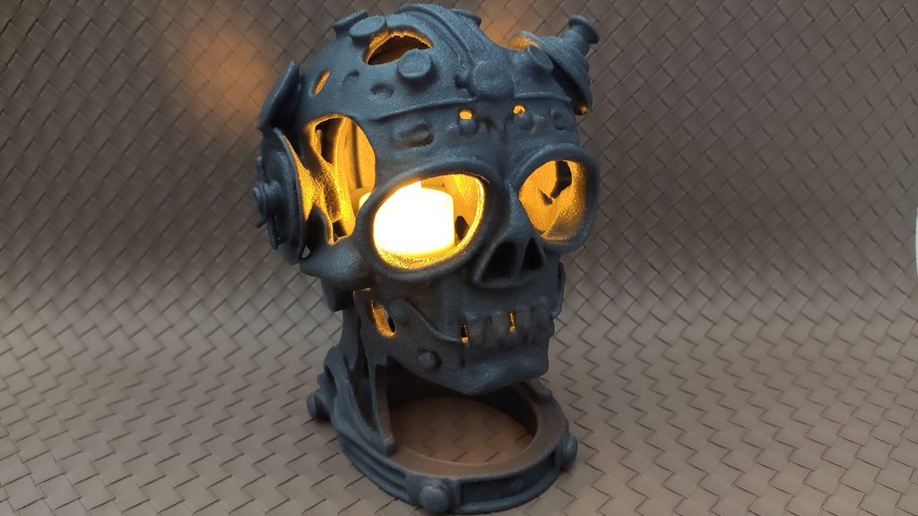 Steampunk Skull - LED tea light holder