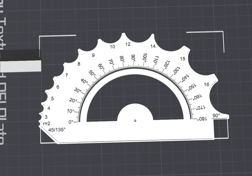 Template for Measuring Angles & Radii from 2-16mm
