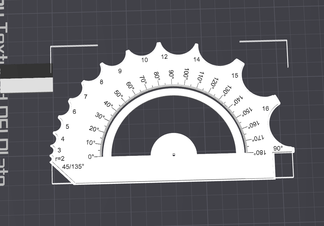 Template for Measuring Angles & Radii from 2-16mm