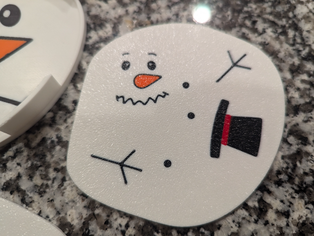 Melted Snowman Coaster Set + Holder - A Frosty End