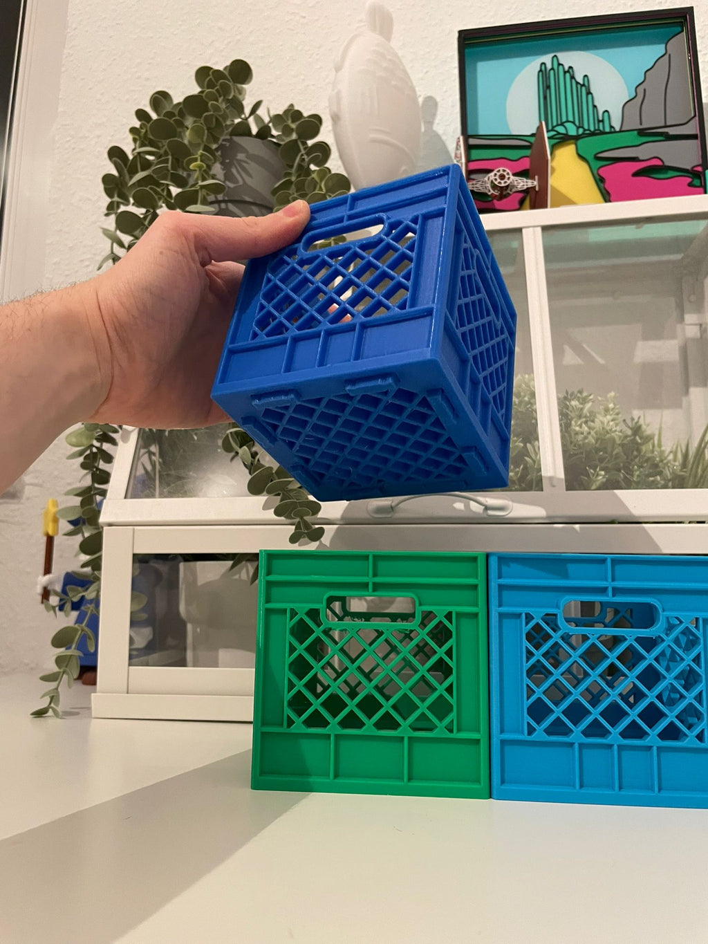 Stackable Milk Crates with Print in Place Pegs