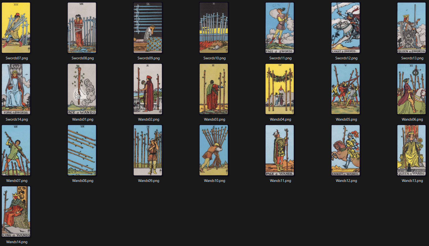 All 78 Tarot Cards Rider-Waite Smith full Deck