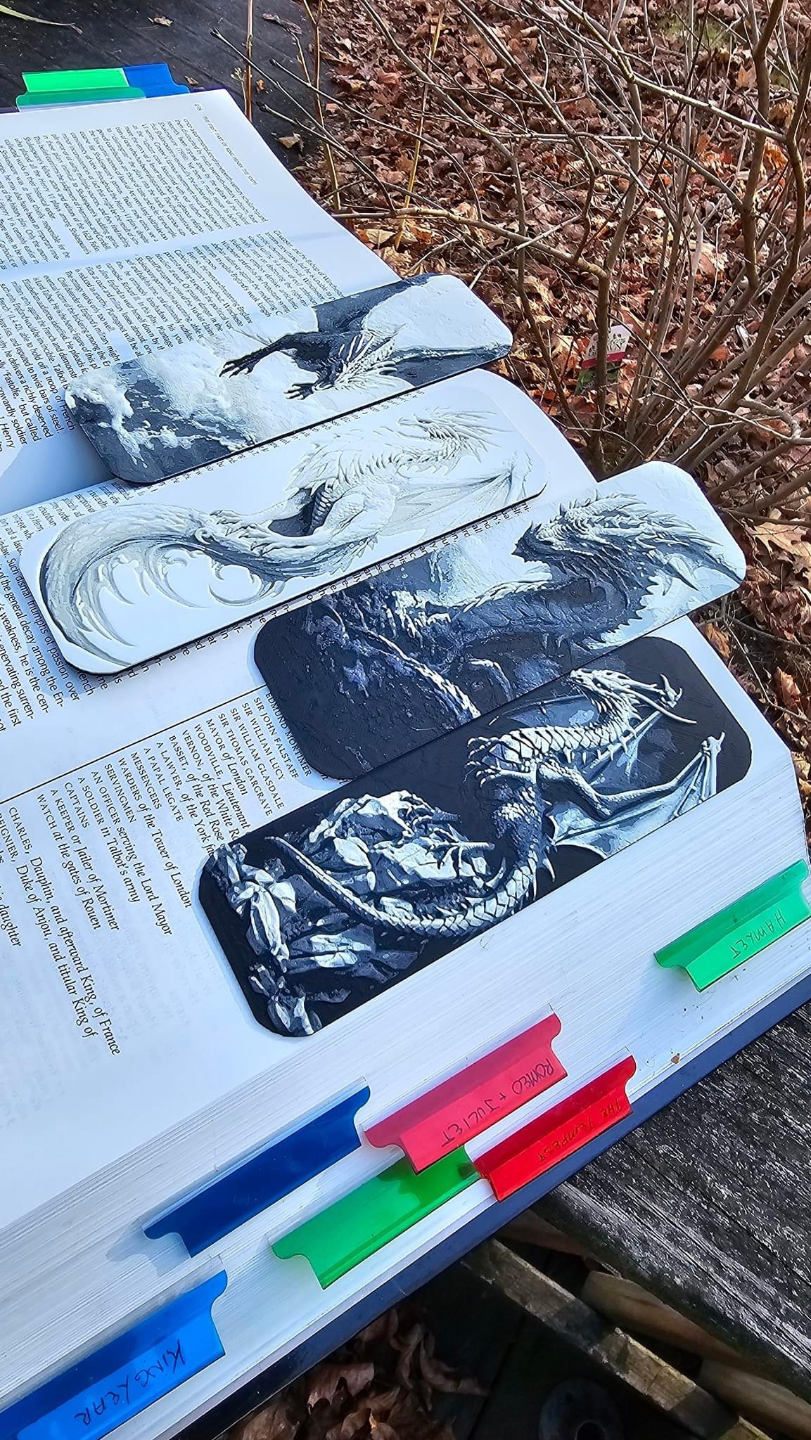 set of 4 dragon fantasy bookmarks
