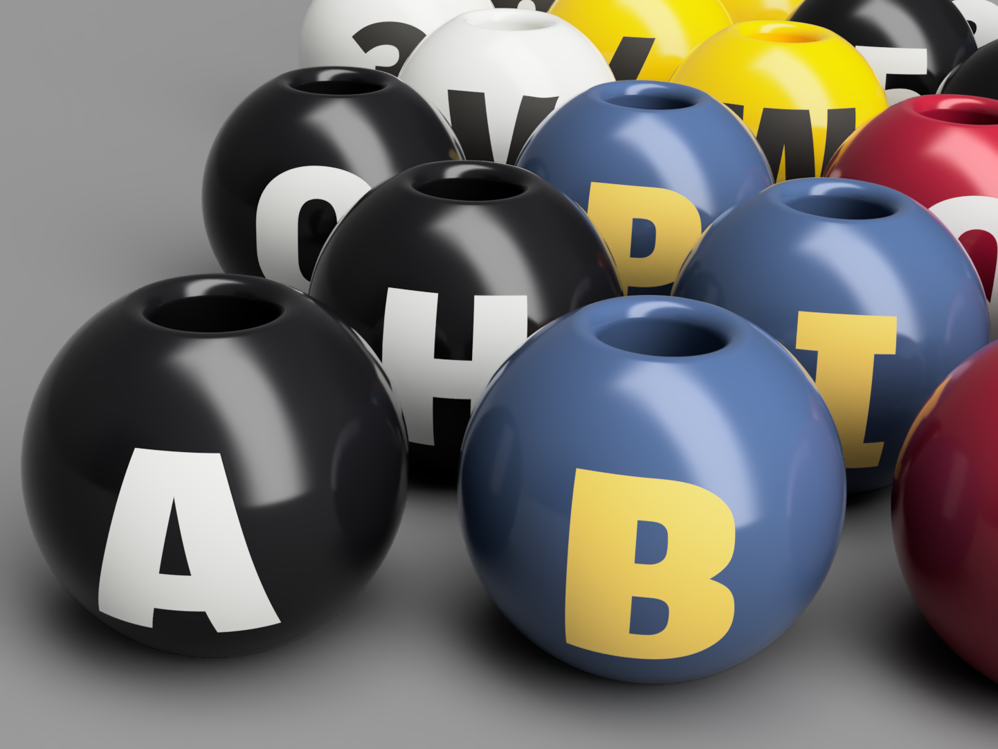 Beads with letters and numbers