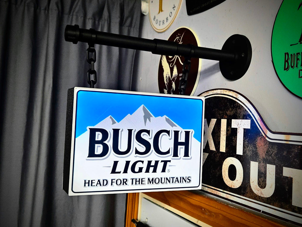 2-Sided Hanging Busch Light & Faux Pipe Mount