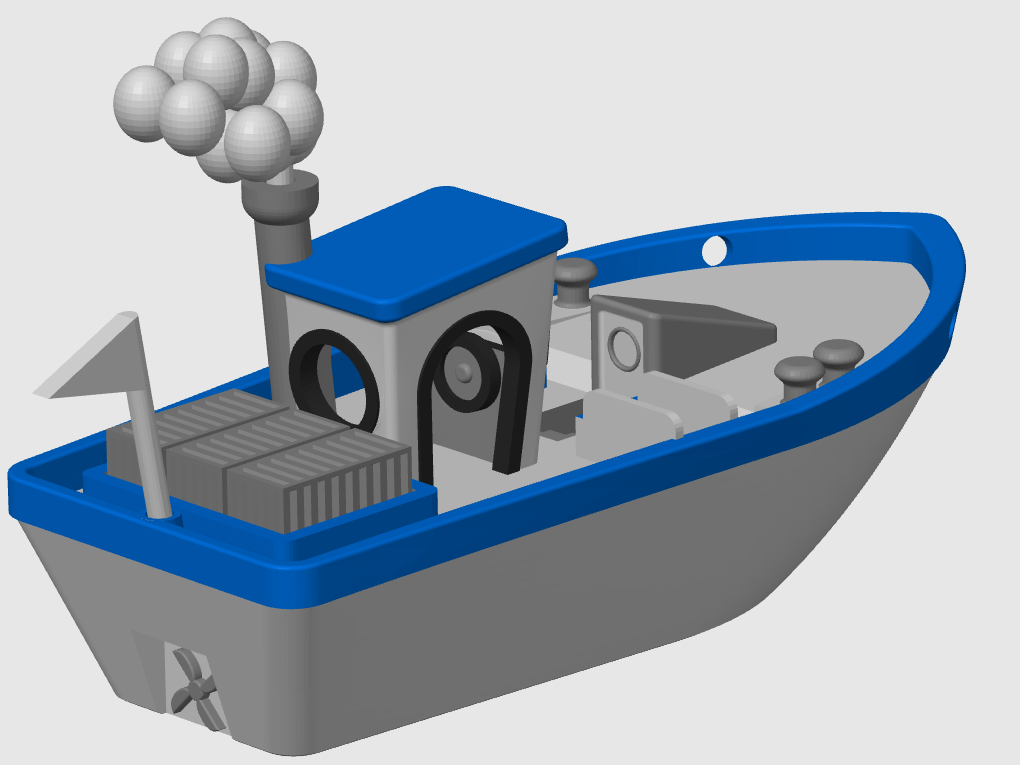 Stable floating Benchy w. Cargo Smoke & Flag (AMS)