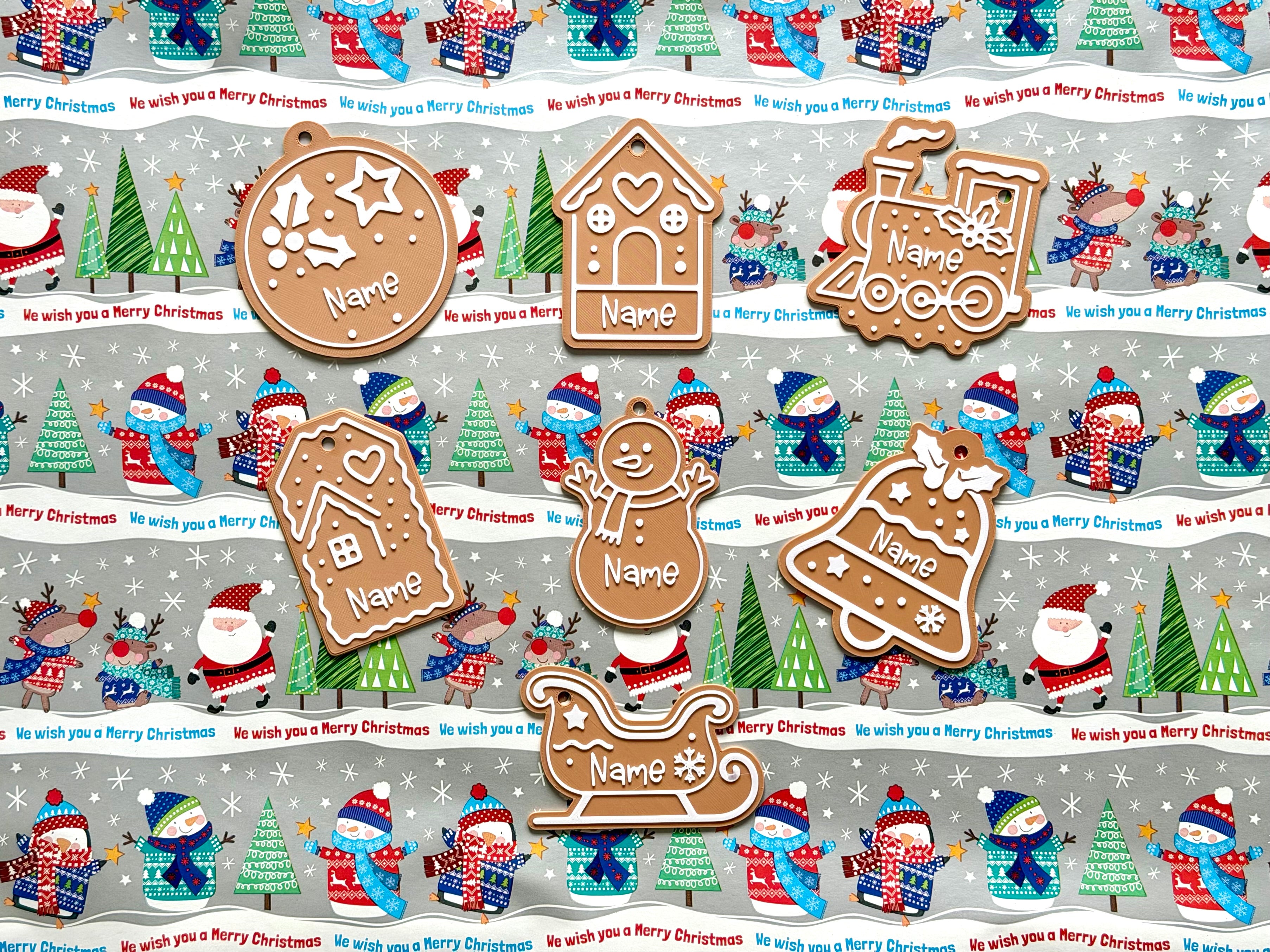 Customisable name Christmas gift tag - Gingerbread