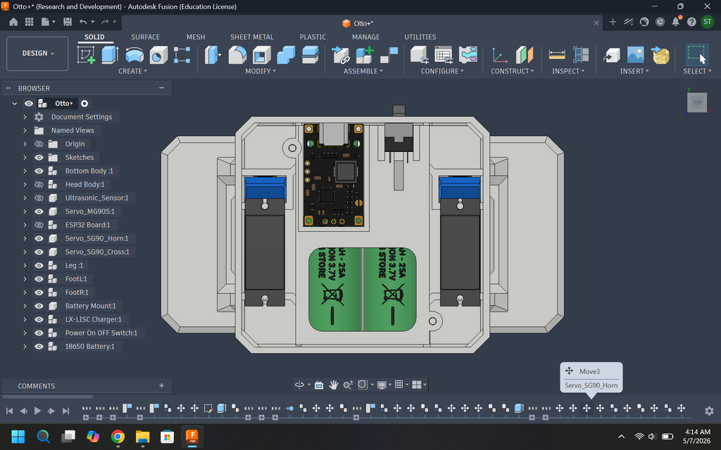 Otto+ using Keyestudio ESP32 Plus & 18650 Battery