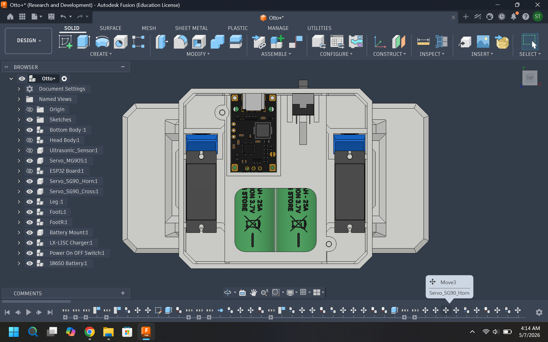 Otto+ using Keyestudio ESP32 Plus & 18650 Battery